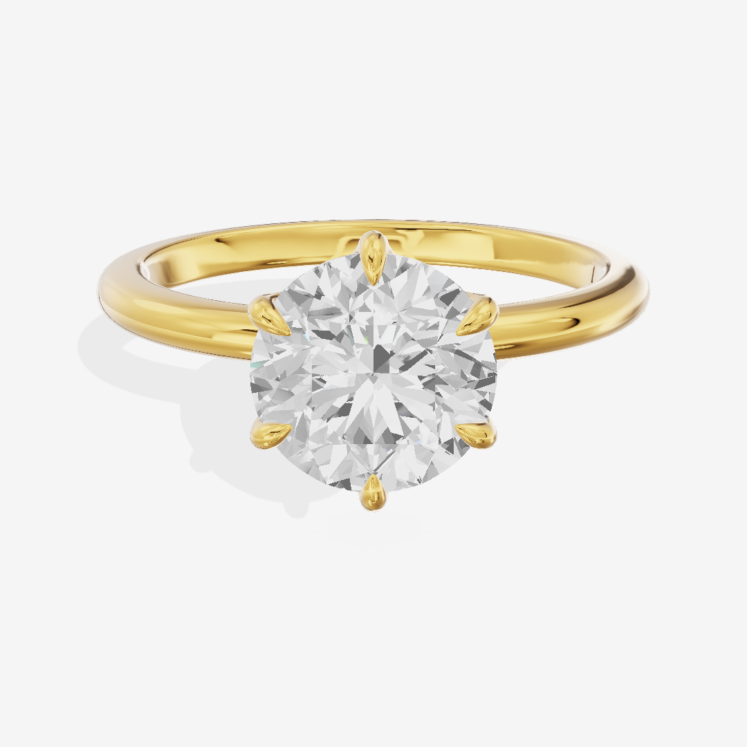 Classic Reverya Round Hidden Halo Engagement Ring (1/20 ct. tw.) in 14K Yellow Gold