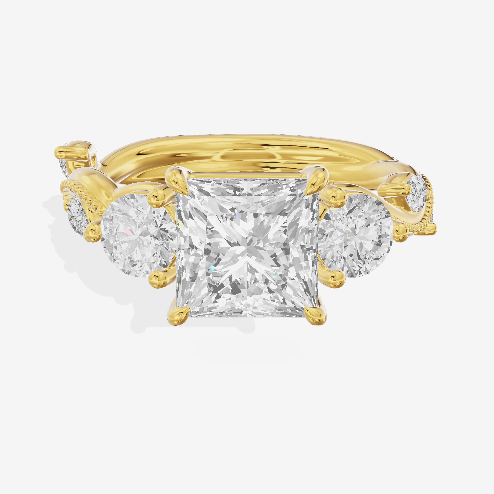Vintage Belovae Princess Three Stone Engagement Ring (3/5 ct. tw.) in 18K Yellow Gold