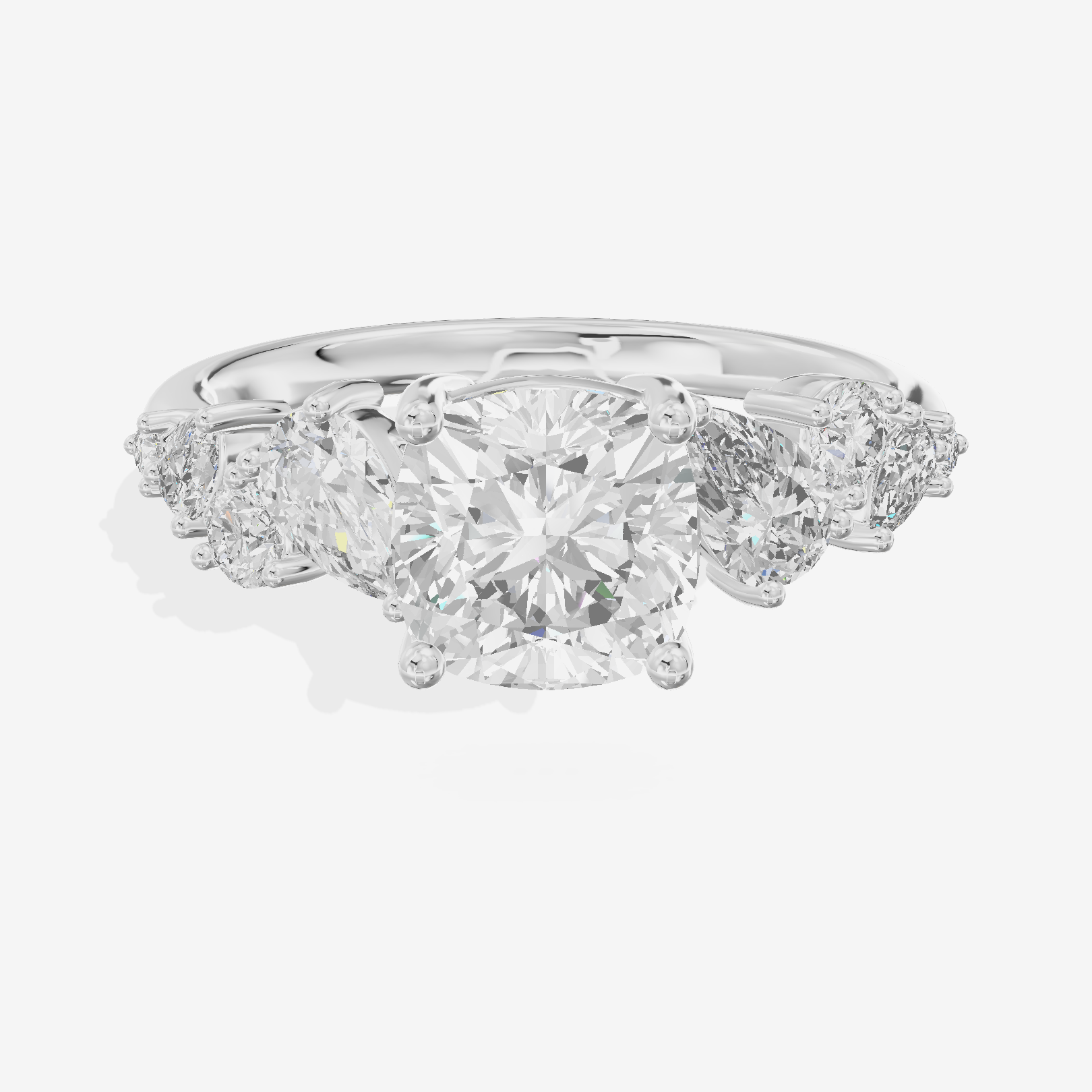 Selenia Cathedral 1.5mm Cushion Solitaire Engagement Ring in 18K White Gold