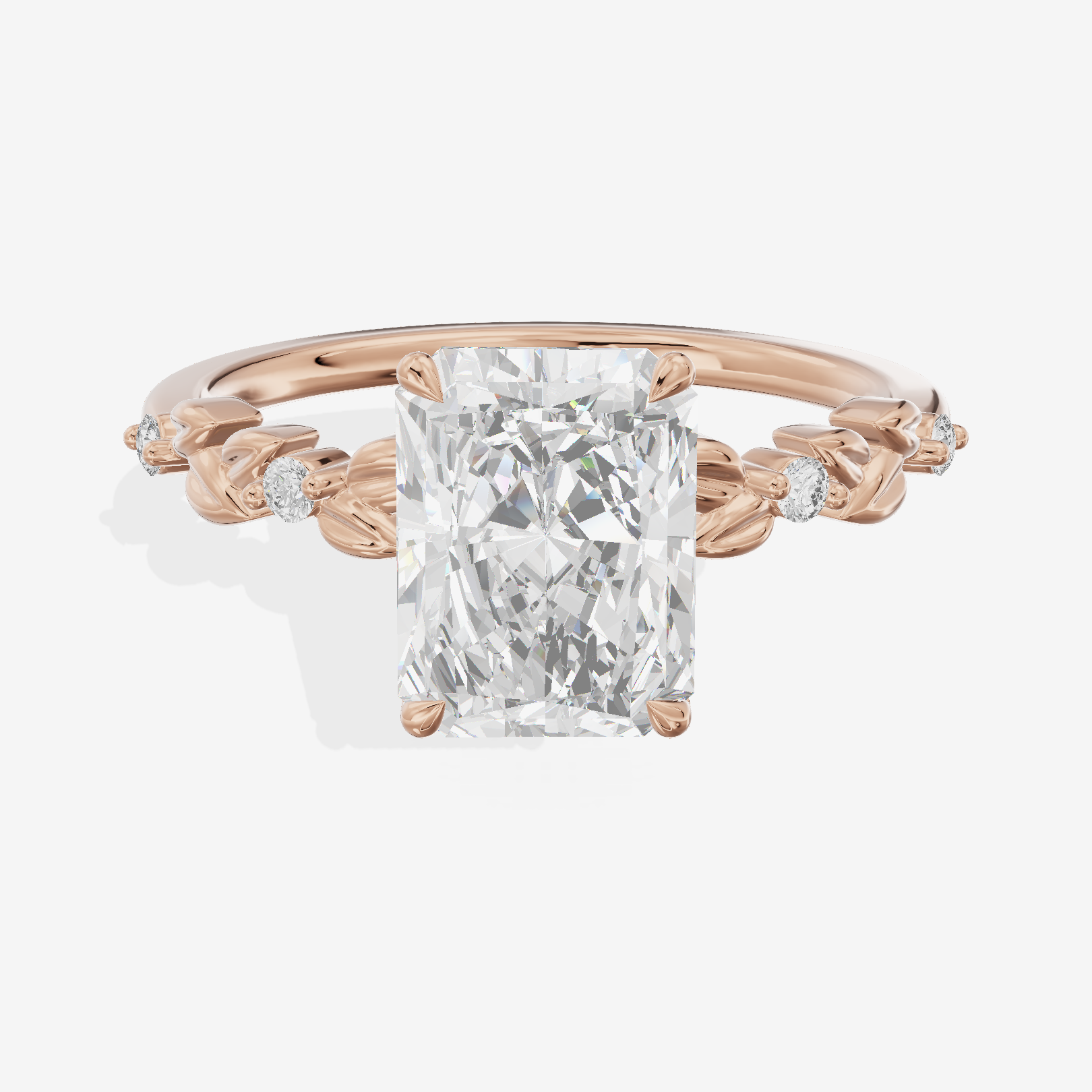 Modern Cherubine Radiant Engagement Ring with Side Stones (1/4 ct. tw.) in 18K Rose Gold