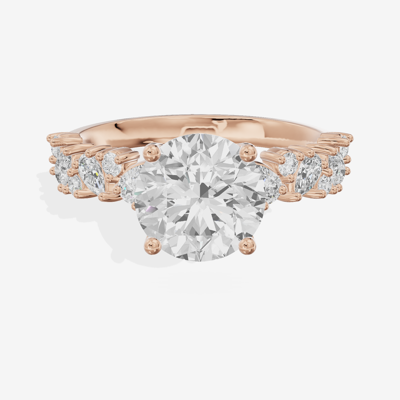 Bowed Vowsae Round Engagement Ring with Side Stones (2/5 ct. tw.) in 18K Rose Gold
