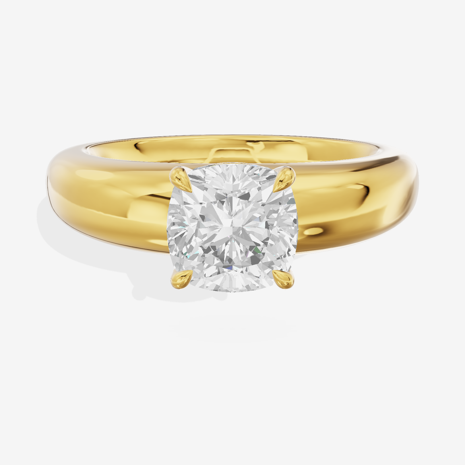 Whispered Adorae 5mm Cushion Solitaire Engagement Ring in 18K Yellow Gold