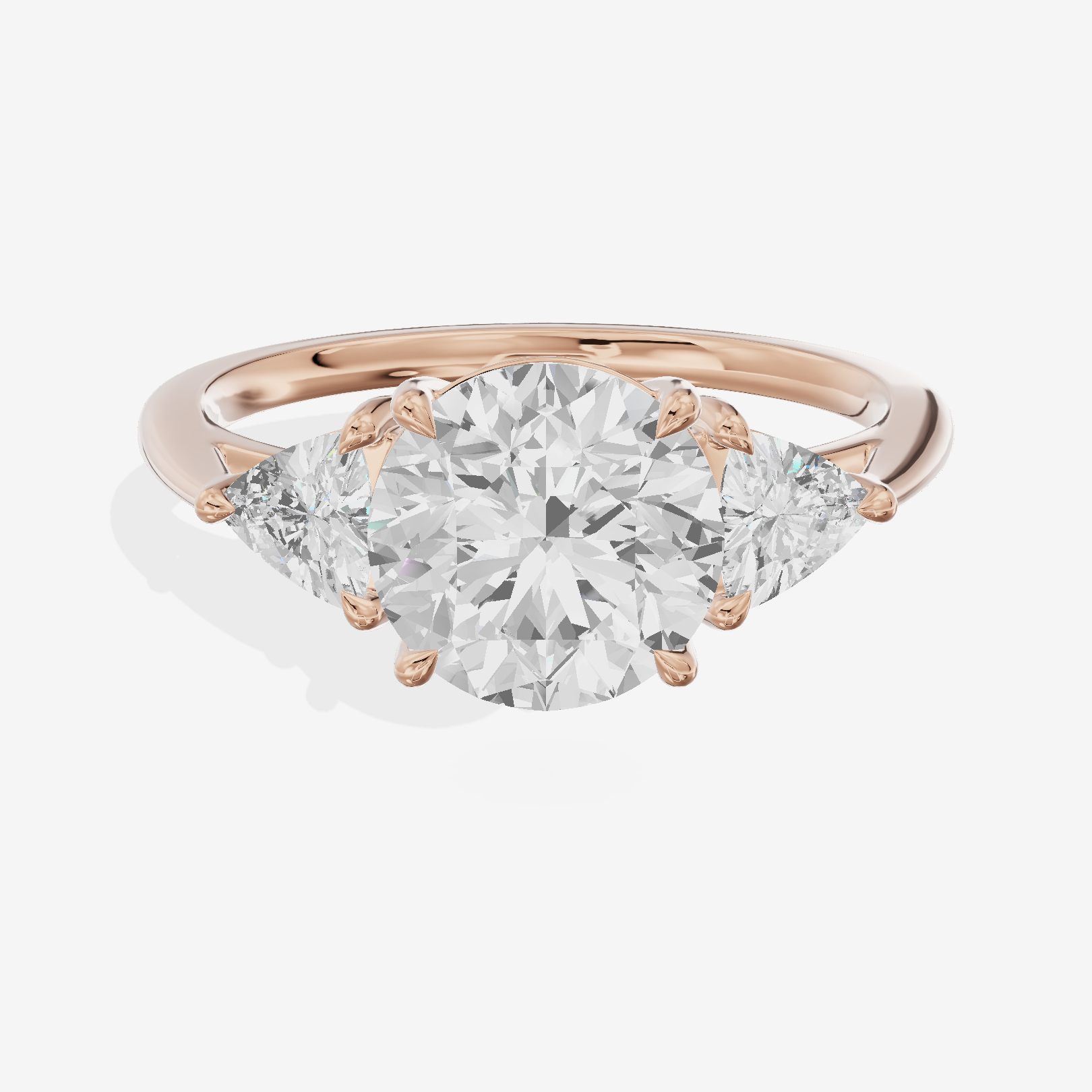 Luxe Coeurine Three Stone Round Engagement Ring (1/2 ct. tw.) in 18K Rose Gold