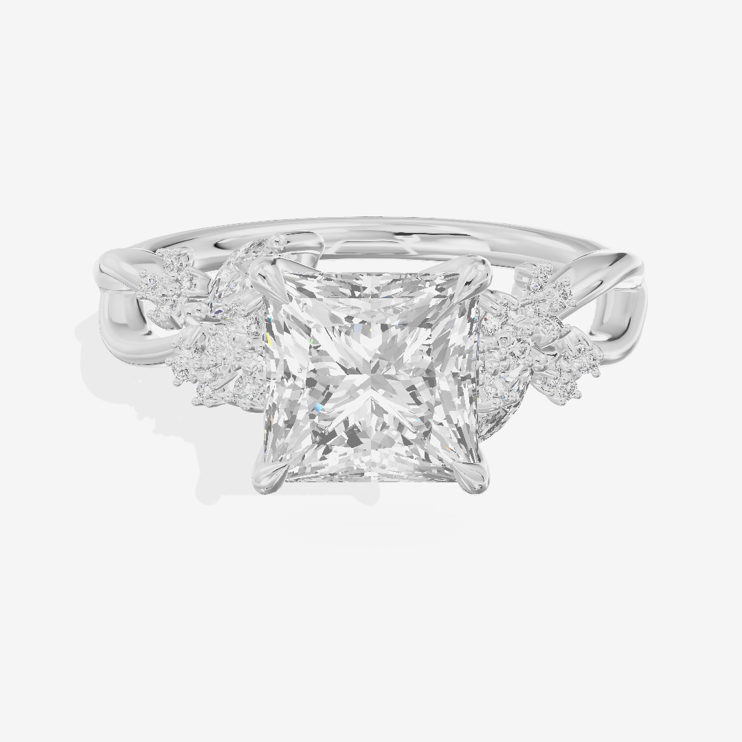 Classic Lightwoven Princess Engagement Ring with Side Stones (1/4 ct. tw.) in Platinum