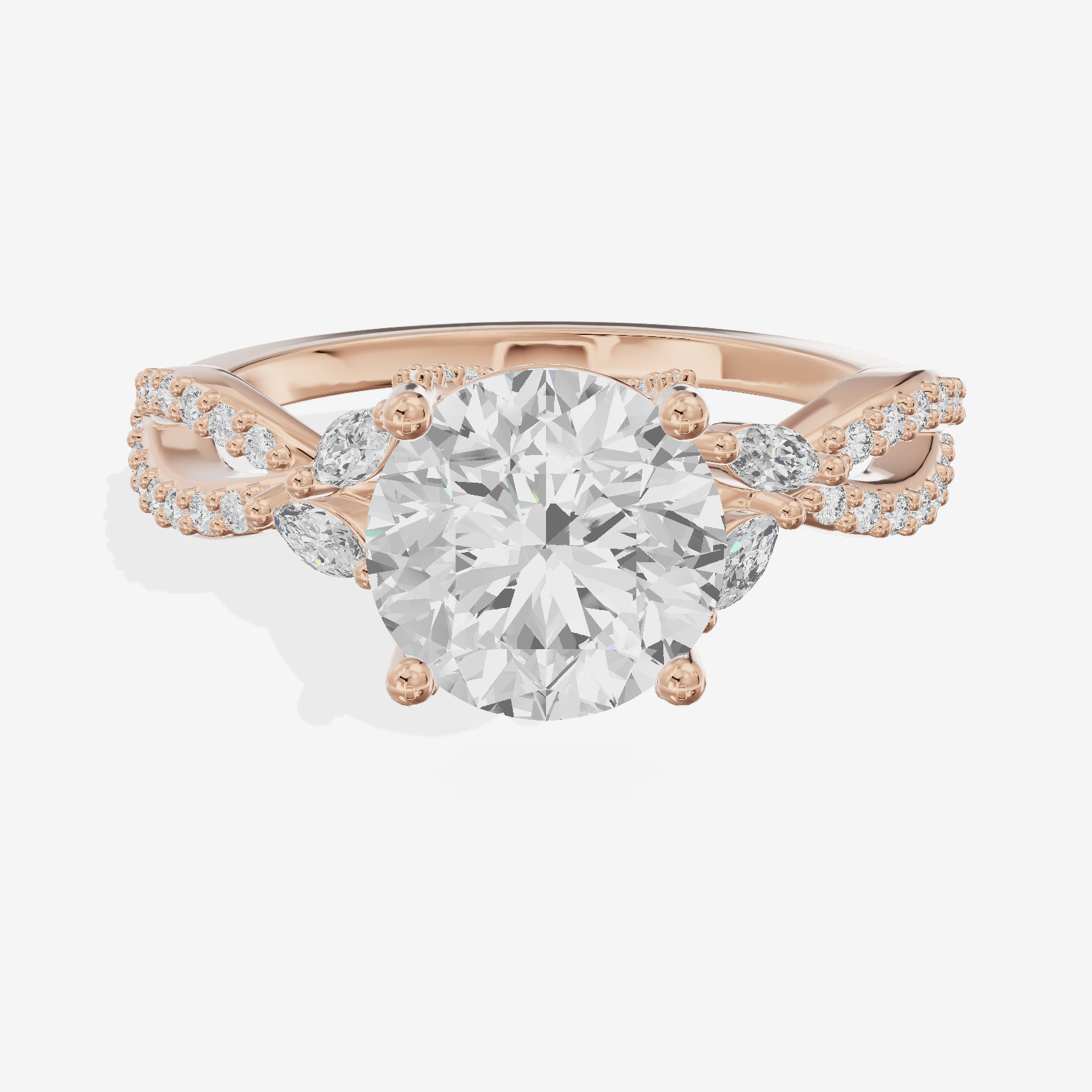 Classic Aurea 2mm Round Solitaire Engagement Ring in 18K Rose Gold