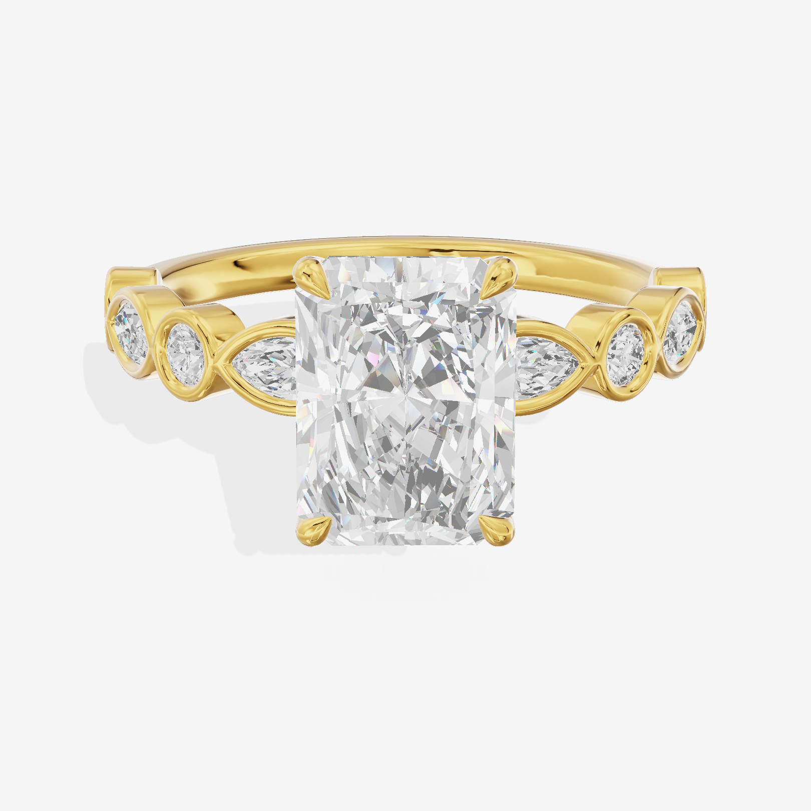 Tender Aurea Radiant Engagement Ring with Side Stones (1 ct. tw.) in 18K Yellow Gold