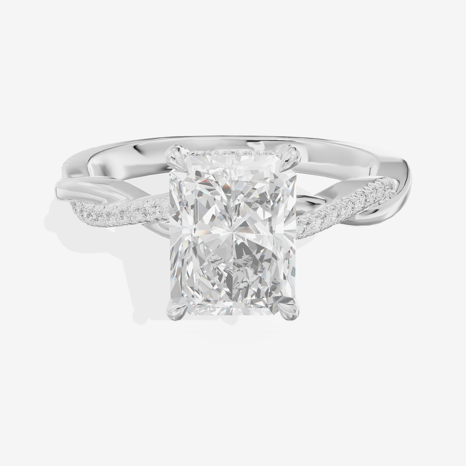 Petite Adorae Radiant Hidden Halo Engagement Ring (1/5 ct. tw.) in Platinum