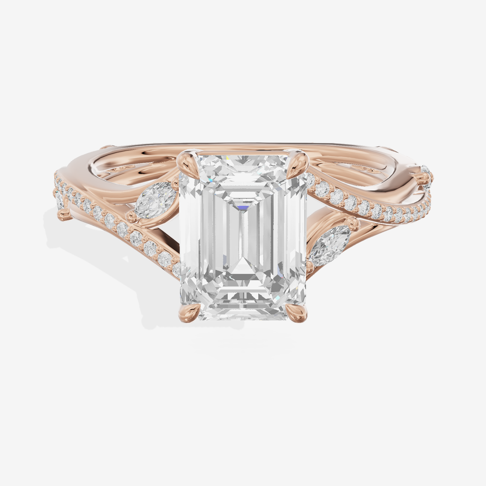 Twined Adorae Emerald Twisted Engagement Ring (1/4 ct. tw.) in 18K Rose Gold