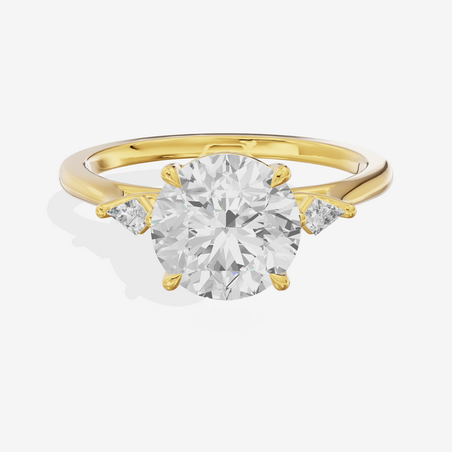 Petite Sincere Three Stone Round Engagement Ring (1/15 ct. tw.) in 14K Yellow Gold