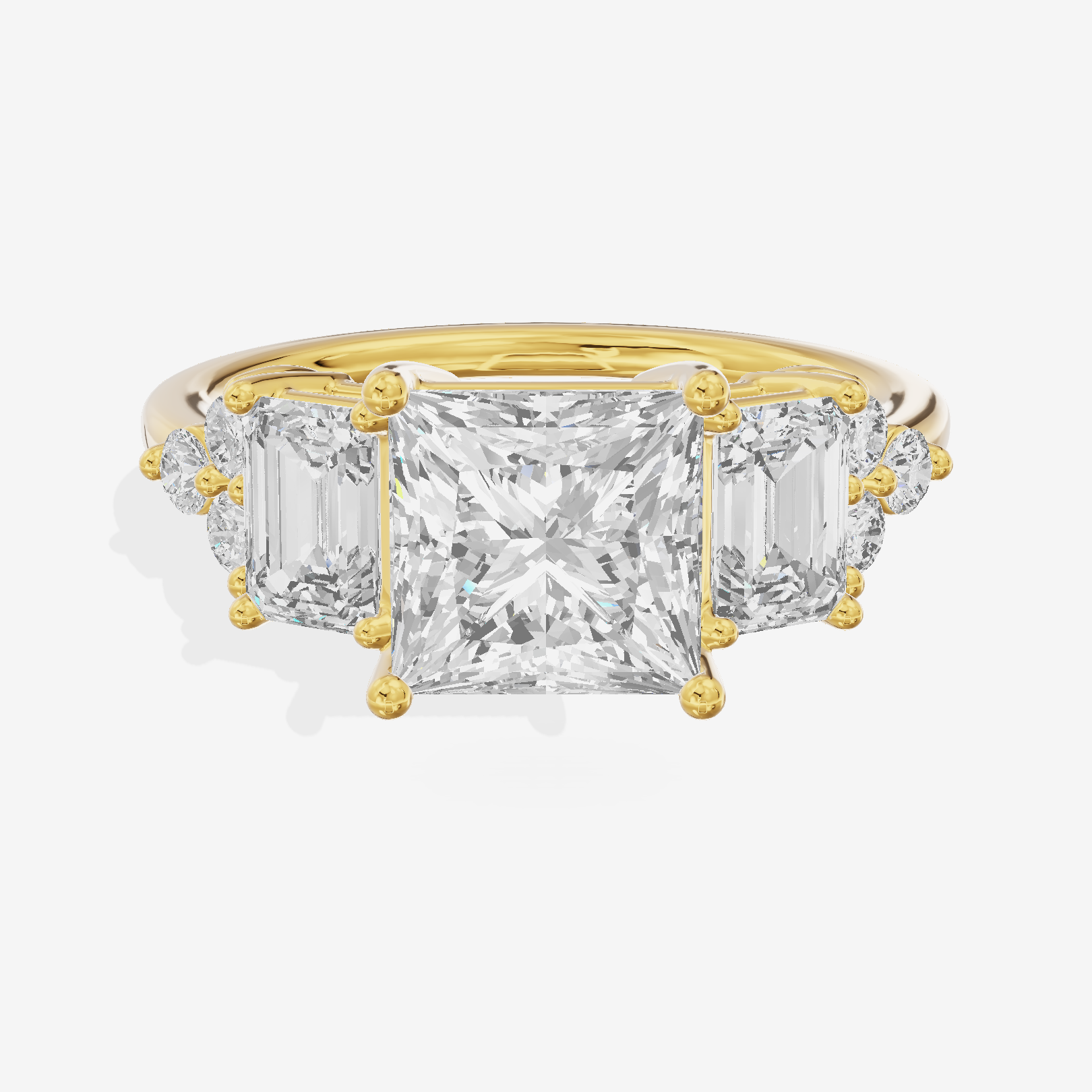 Tensare Princess Engagement Ring with Side Stones (1 ct. tw.) in 14K Yellow Gold