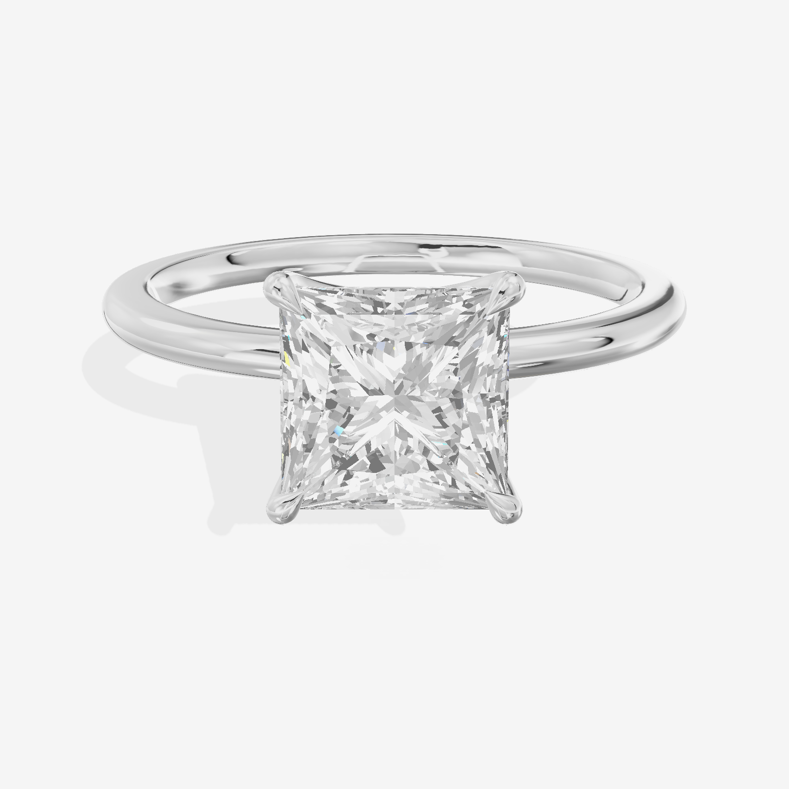 Petite Aimora 1.5mm Princess Solitaire Engagement Ring in 14K White Gold