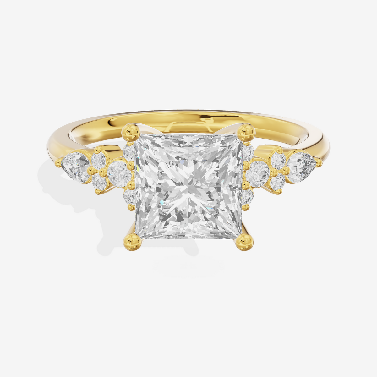 Tender Adorae Princess Engagement Ring with Side Stones (1/5 ct. tw.) in 14K Yellow Gold