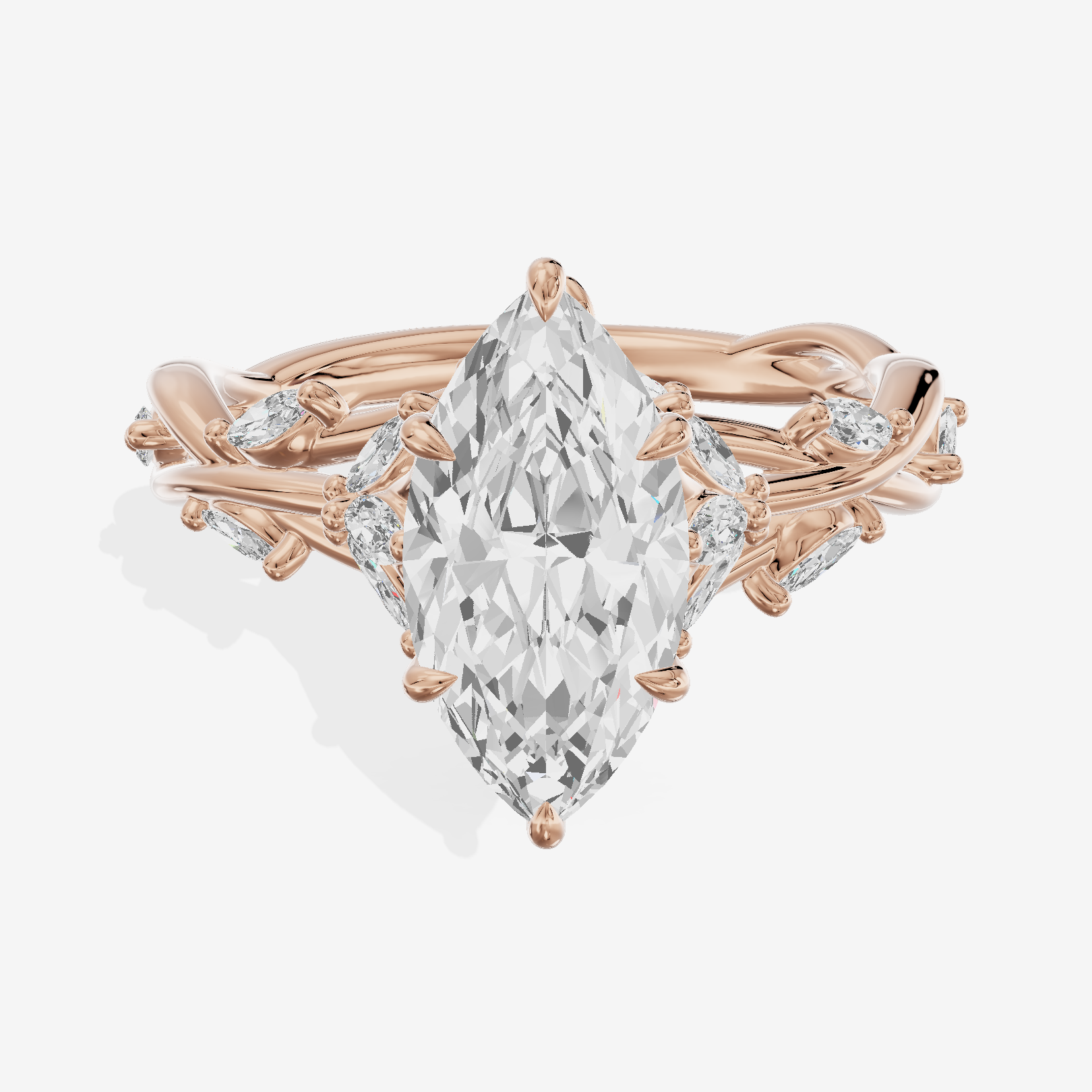 Twine Pavé Marquise Twisted Engagement Ring (1/2 ct. tw.) in 18K Rose Gold
