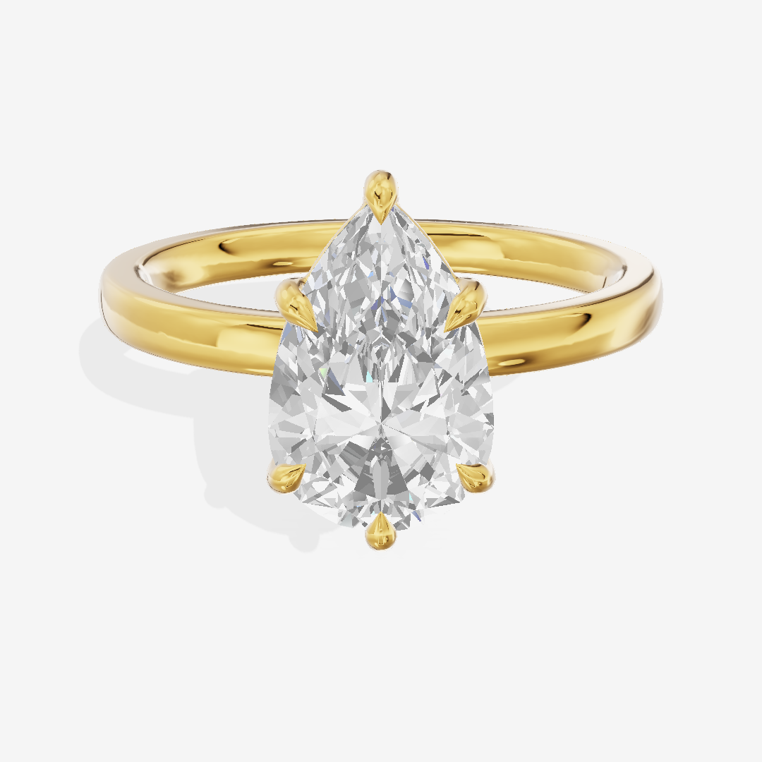 Petite Eversince 2mm Pear Solitaire Engagement Ring in 18K Yellow Gold