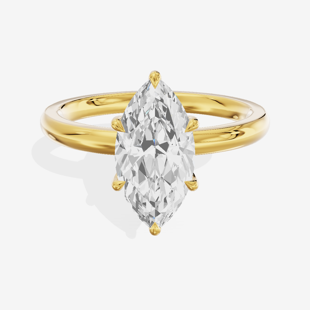 Bowed Tender 2mm Marquise Six-Prong Engagement Ring in 18K Yellow Gold