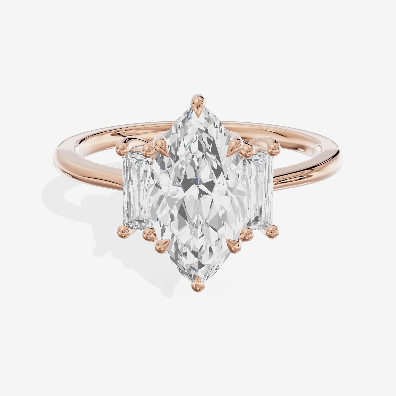Eversince Three Stone Marquise Engagement Ring (1/4 ct. tw.) in 18K Rose Gold