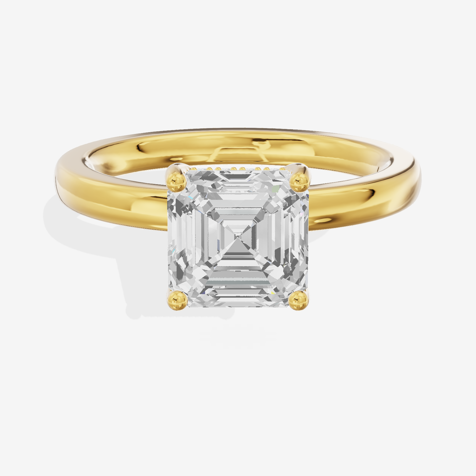 Reverya Asscher Hidden Halo Engagement Ring (1/15 ct. tw.) in 18K Yellow Gold