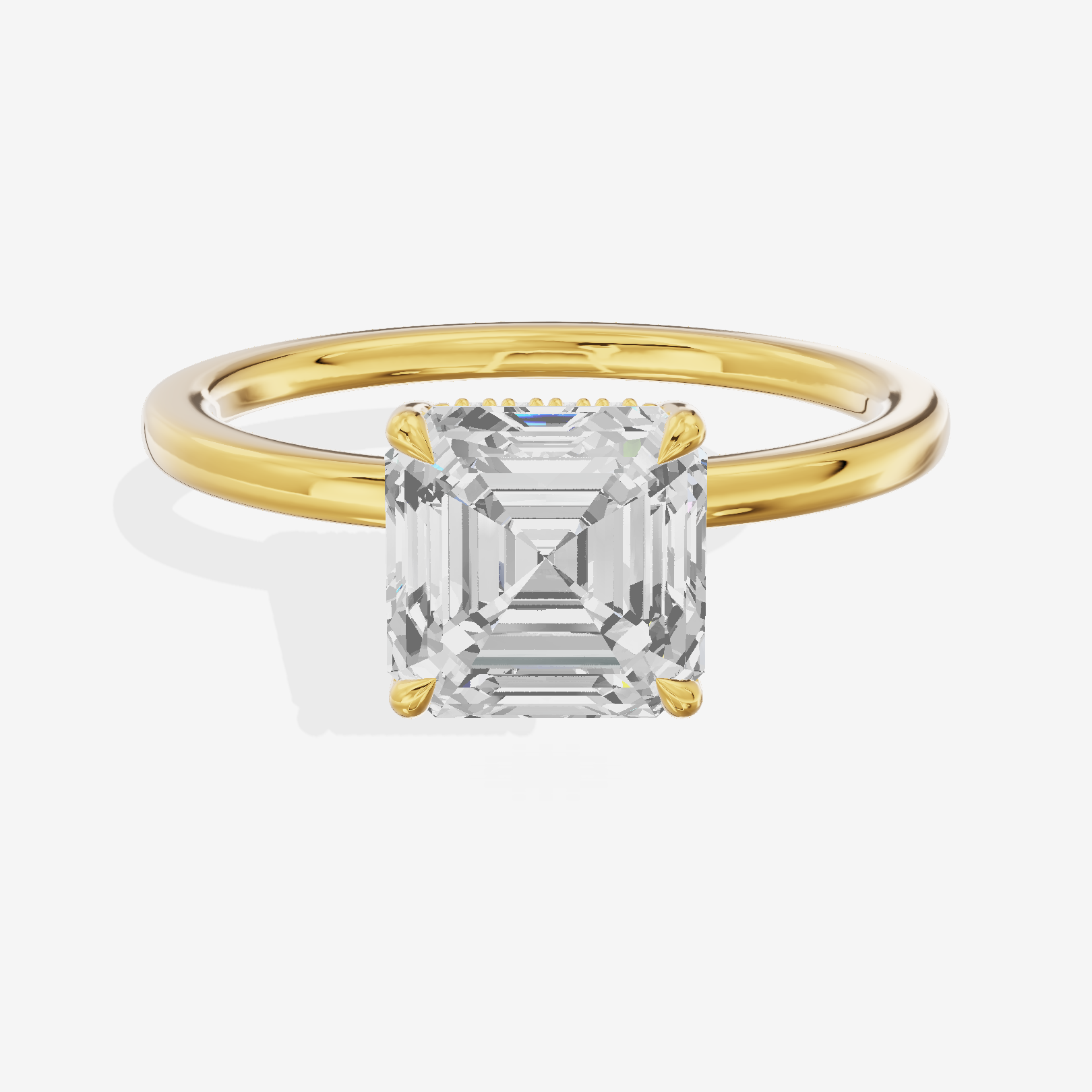 Tender Aimora Asscher Engagement Ring with Hidden Halos (1/20 ct. tw.) in 14K Yellow Gold