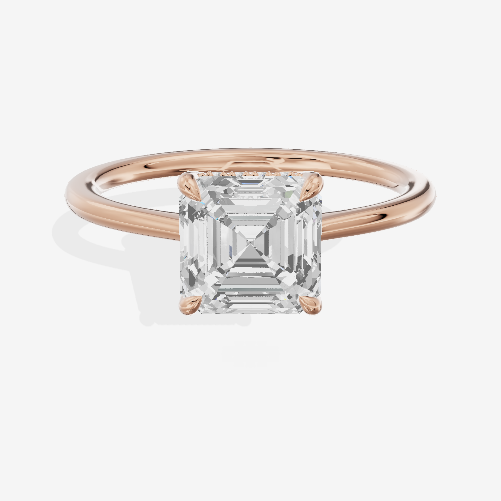 Promezza Hidden Halo Asscher Engagement Ring (1/20 ct. tw.) in 18K Rose Gold