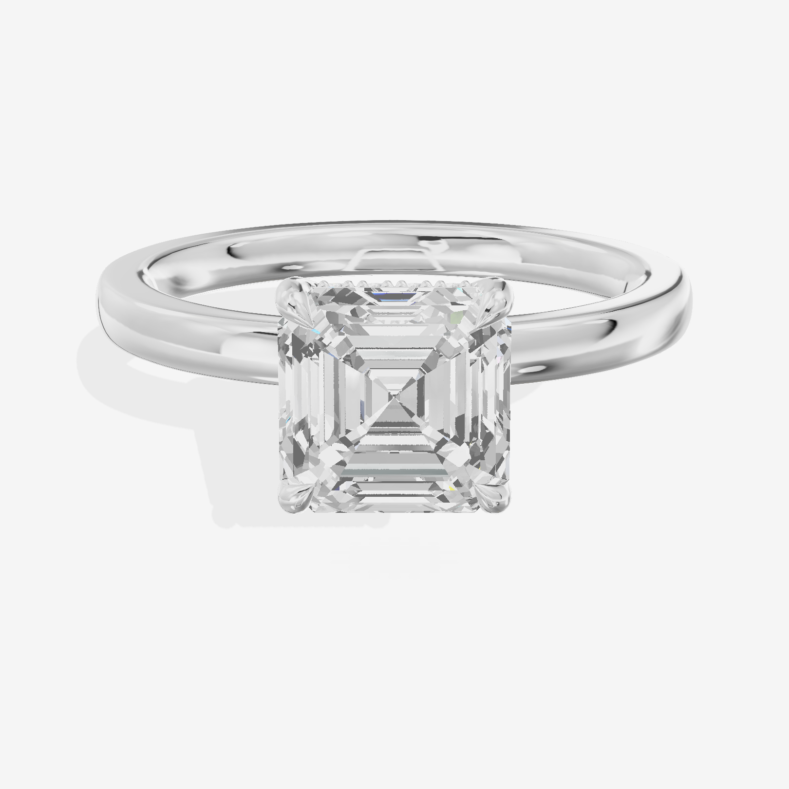 Classic Tensare Asscher Engagement Ring with Hidden Halos (1/15 ct. tw.) in Platinum