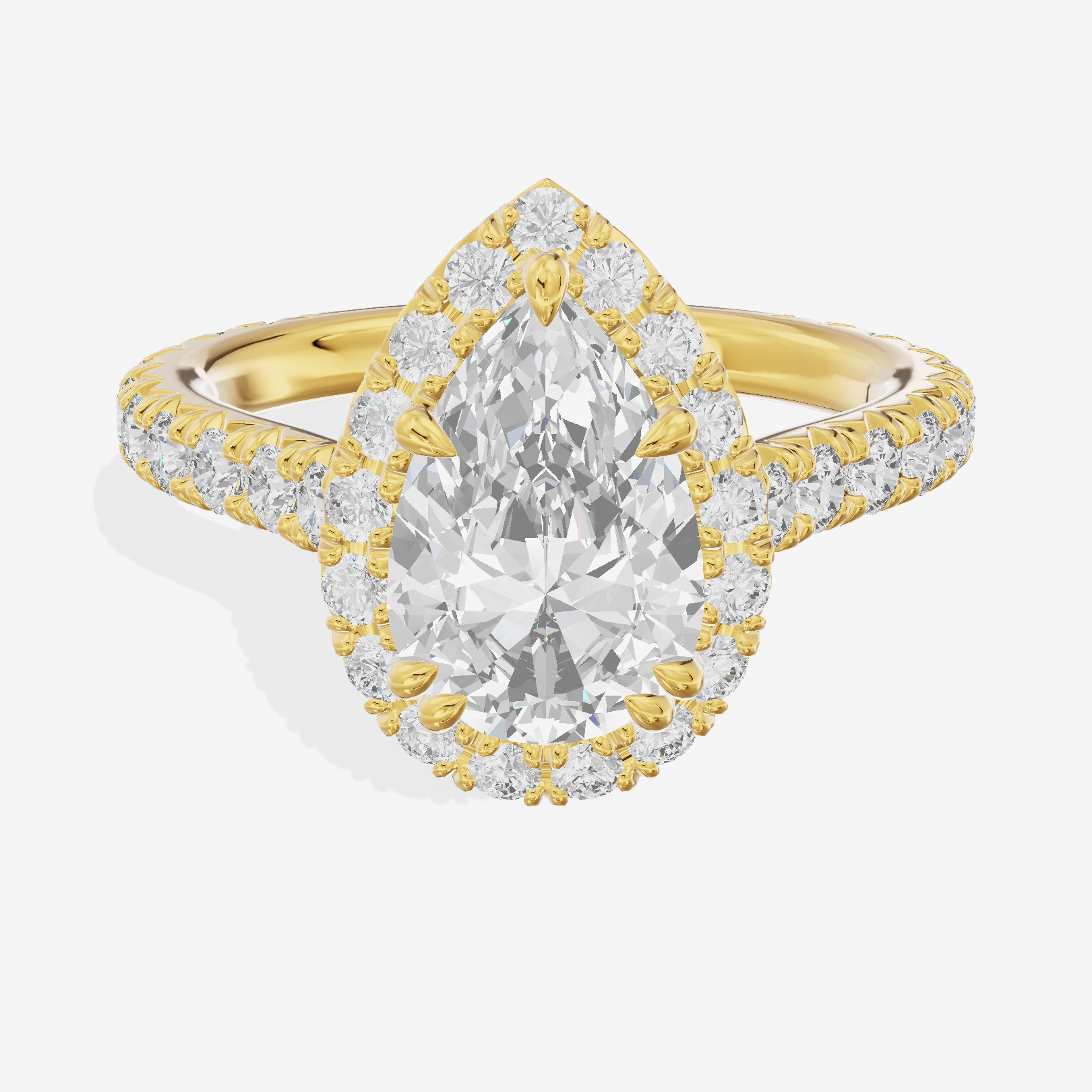 Triade Halo Pear Engagement Ring (1/15 ct. tw.) in 14K Yellow Gold