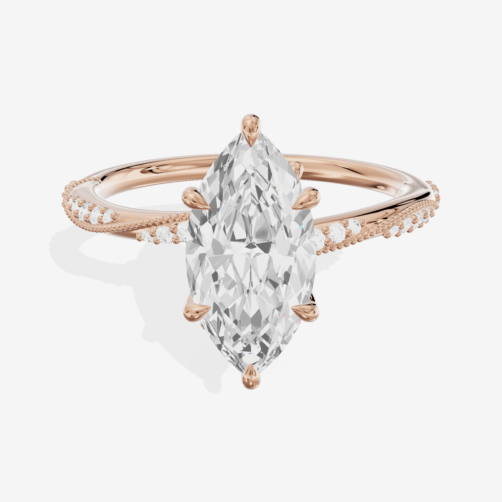 Modern Selenia Marquise Engagement Ring with Side Stones (1/6 ct. tw.) in 18K Rose Gold