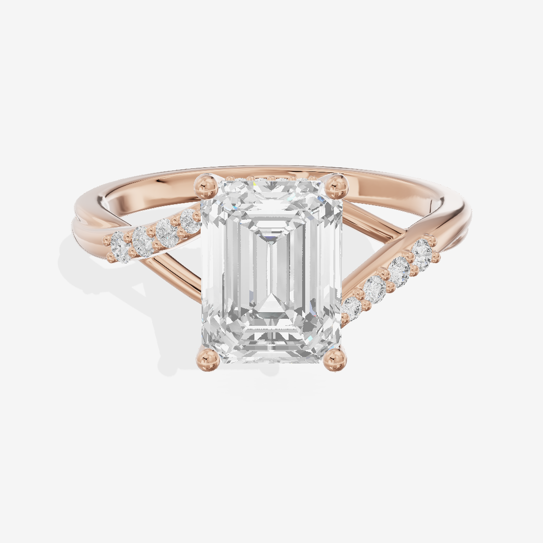 Aimora Hidden Halo Emerald Engagement Ring (1/8 ct. tw.) in 18K Rose Gold
