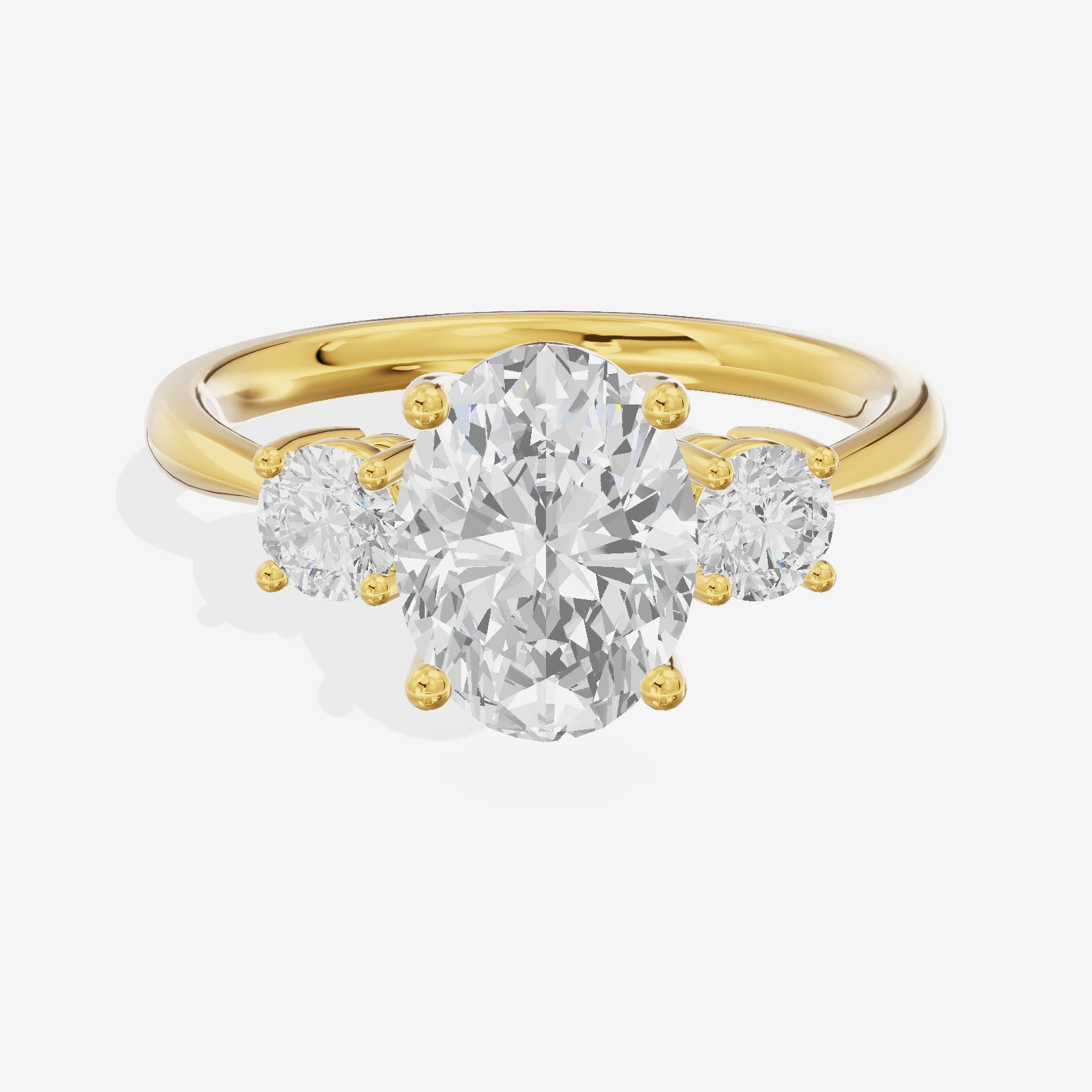 Petite Liviana 2mm Oval Three Stone Engagement Ring (1/2 ct. tw.) in 18K Yellow Gold