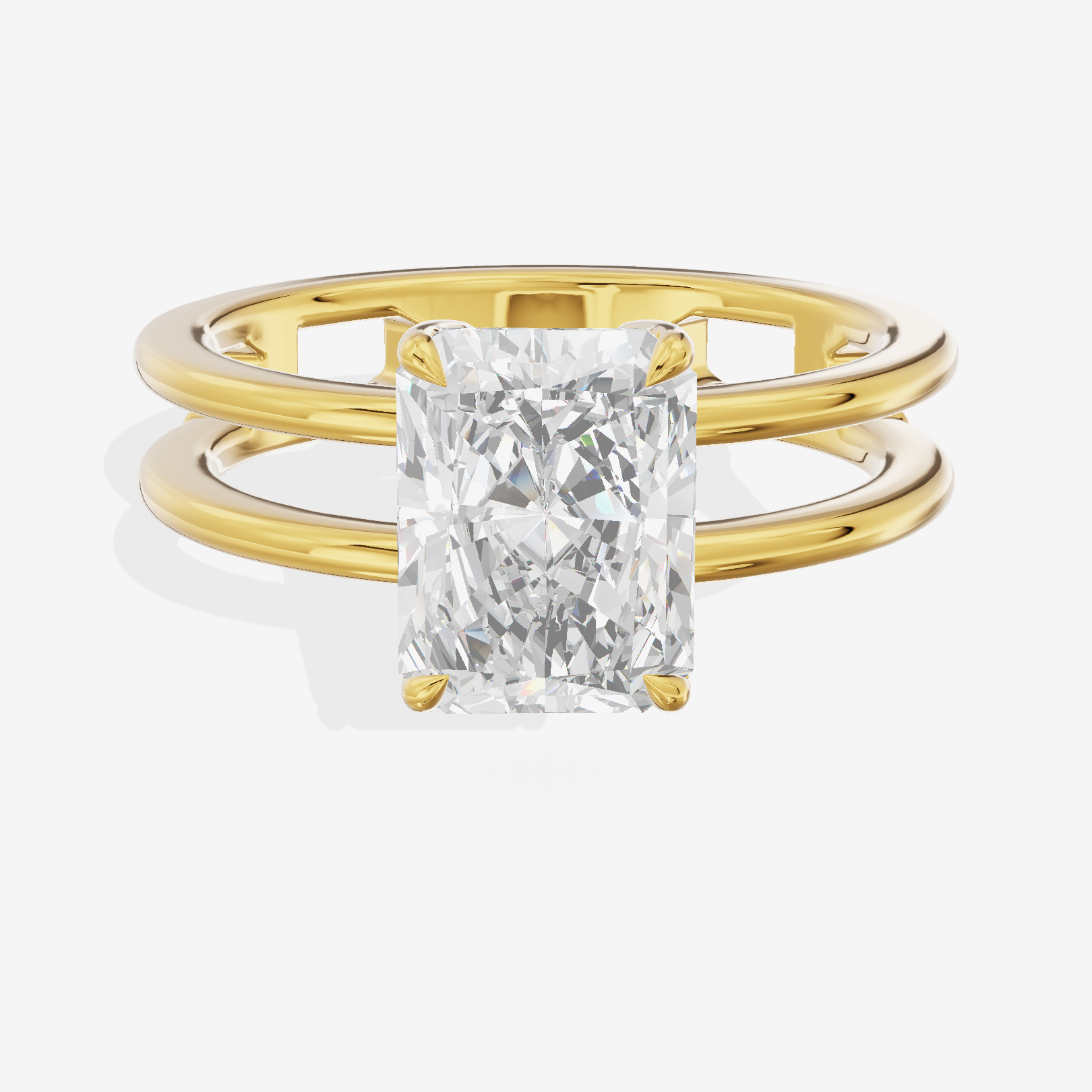 Sealed Promezza 4.3mm Radiant Solitaire Engagement Ring in 18K Yellow Gold