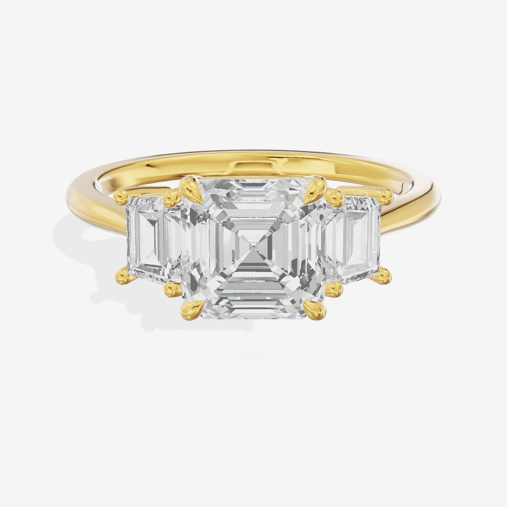 Triade Side Stone Asscher Three Stone Engagement Ring (2/5 ct. tw.) in 18K Yellow Gold