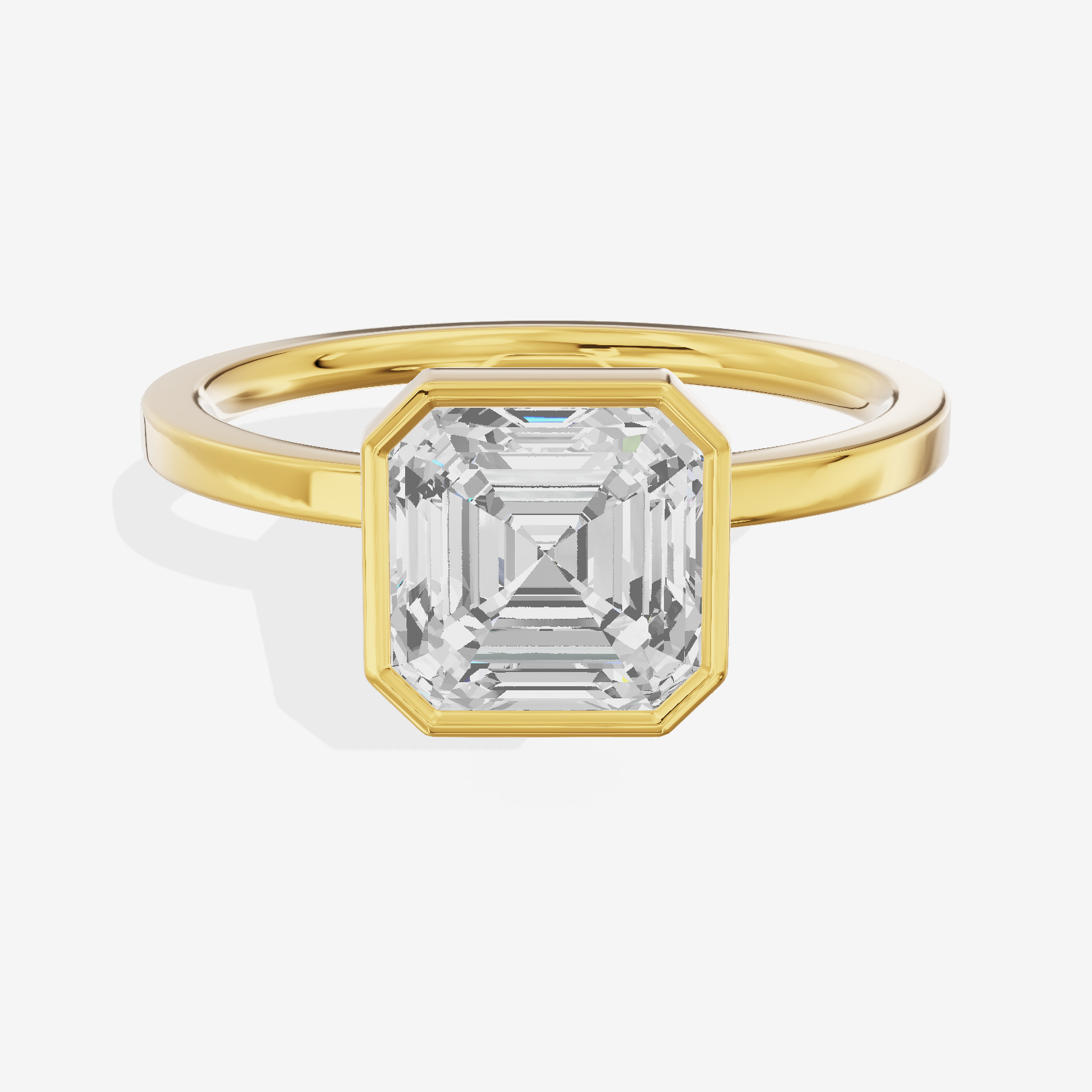 One of One Classic 1.5mm Asscher Bezel Engagement Ring in 18K Yellow Gold
