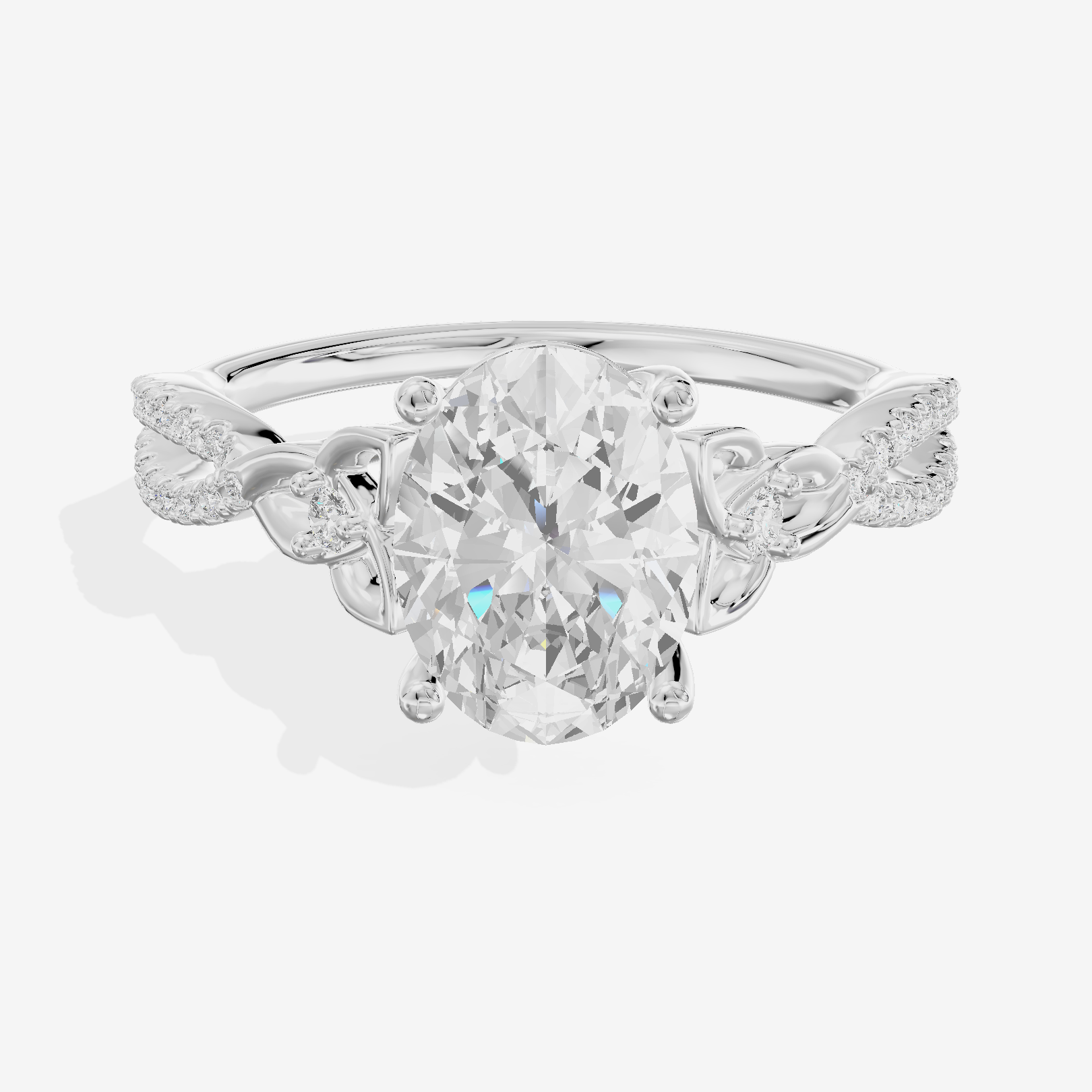 Luxe Vowsae Oval Engagement Ring with Side Stones (2/5 ct. tw.) in 14K White Gold