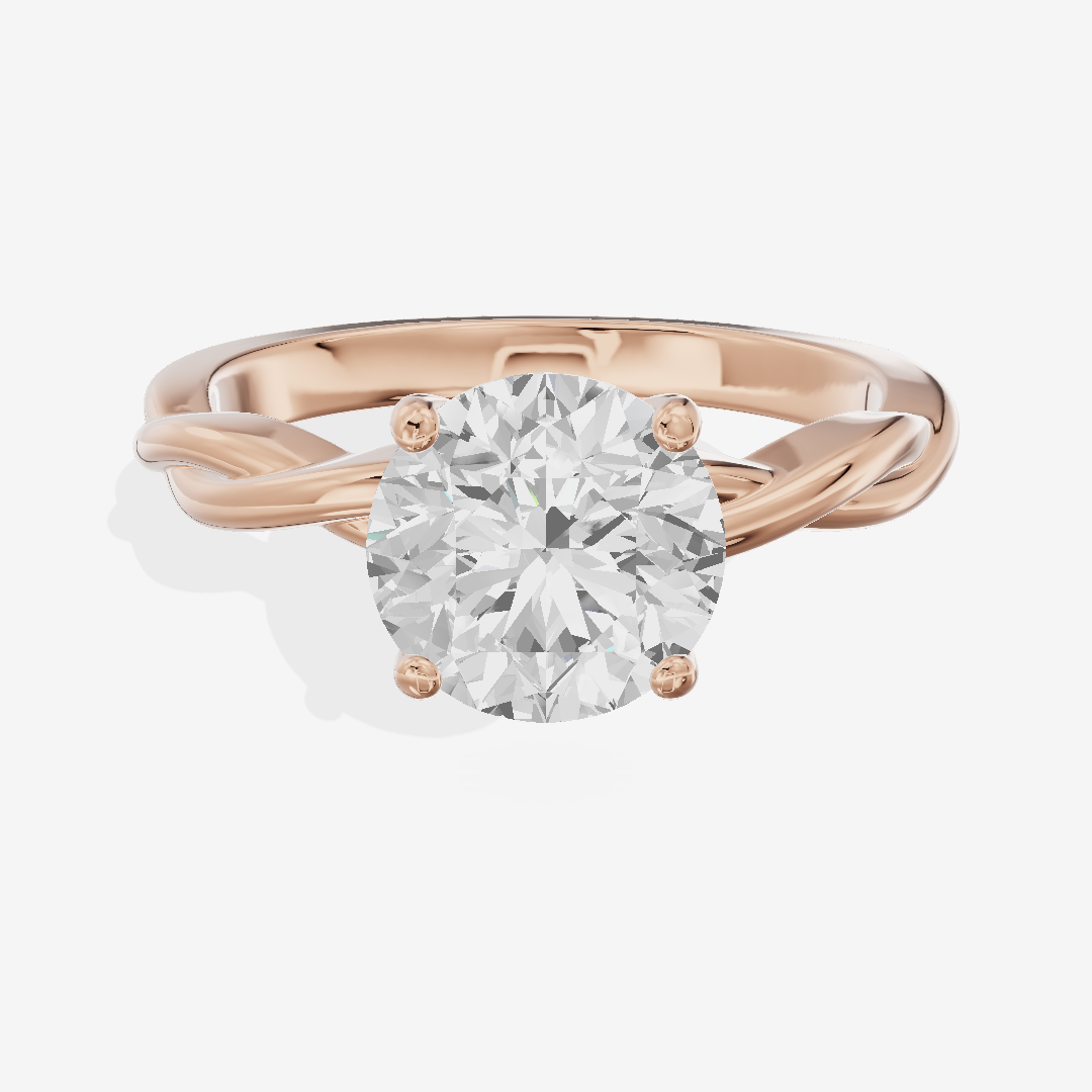 Twined Coeurine Round Twisted Engagement Ring in 18K Rose Gold