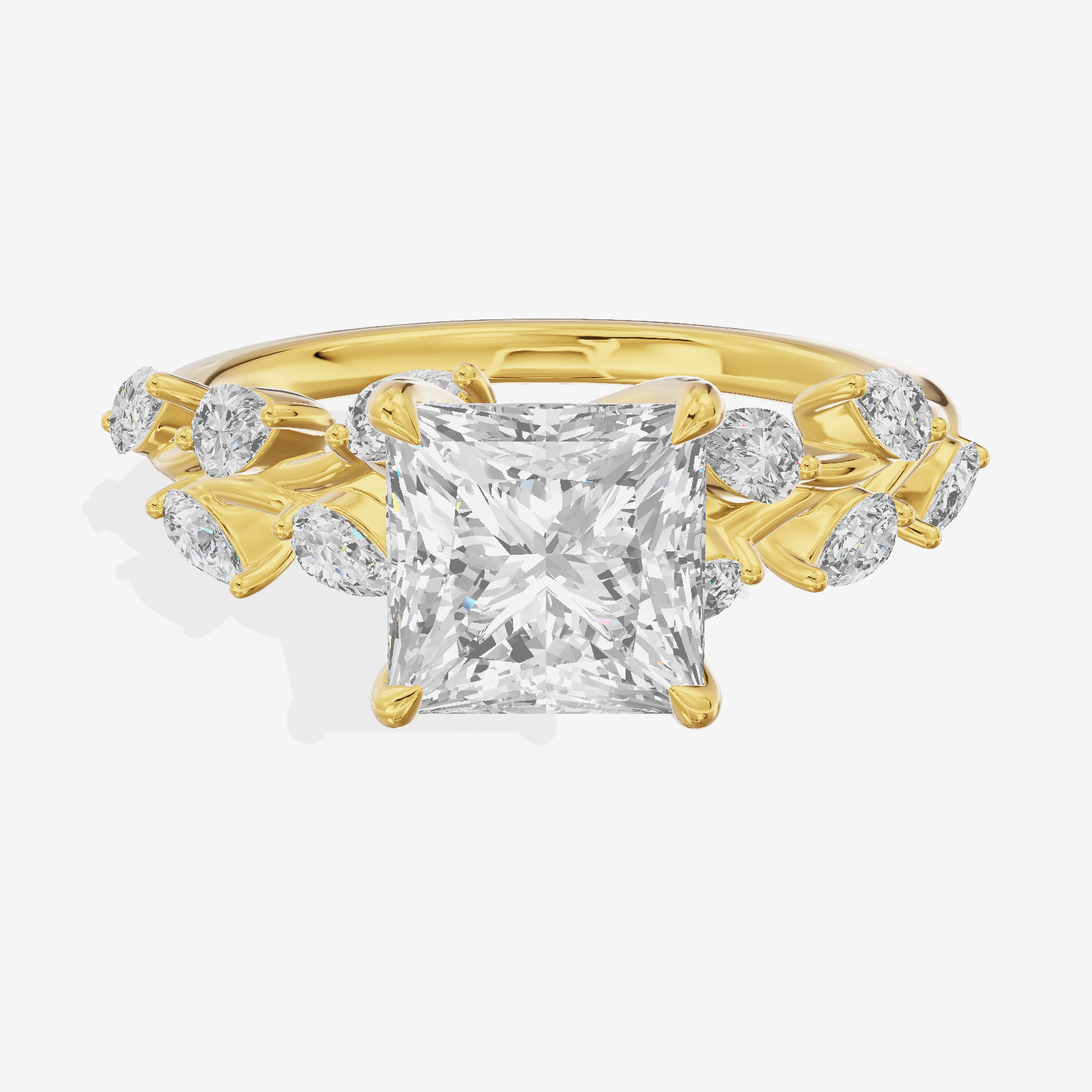 Classic Promezza Princess Engagement Ring with Side Stones (1/2 ct. tw.) in 18K Yellow Gold