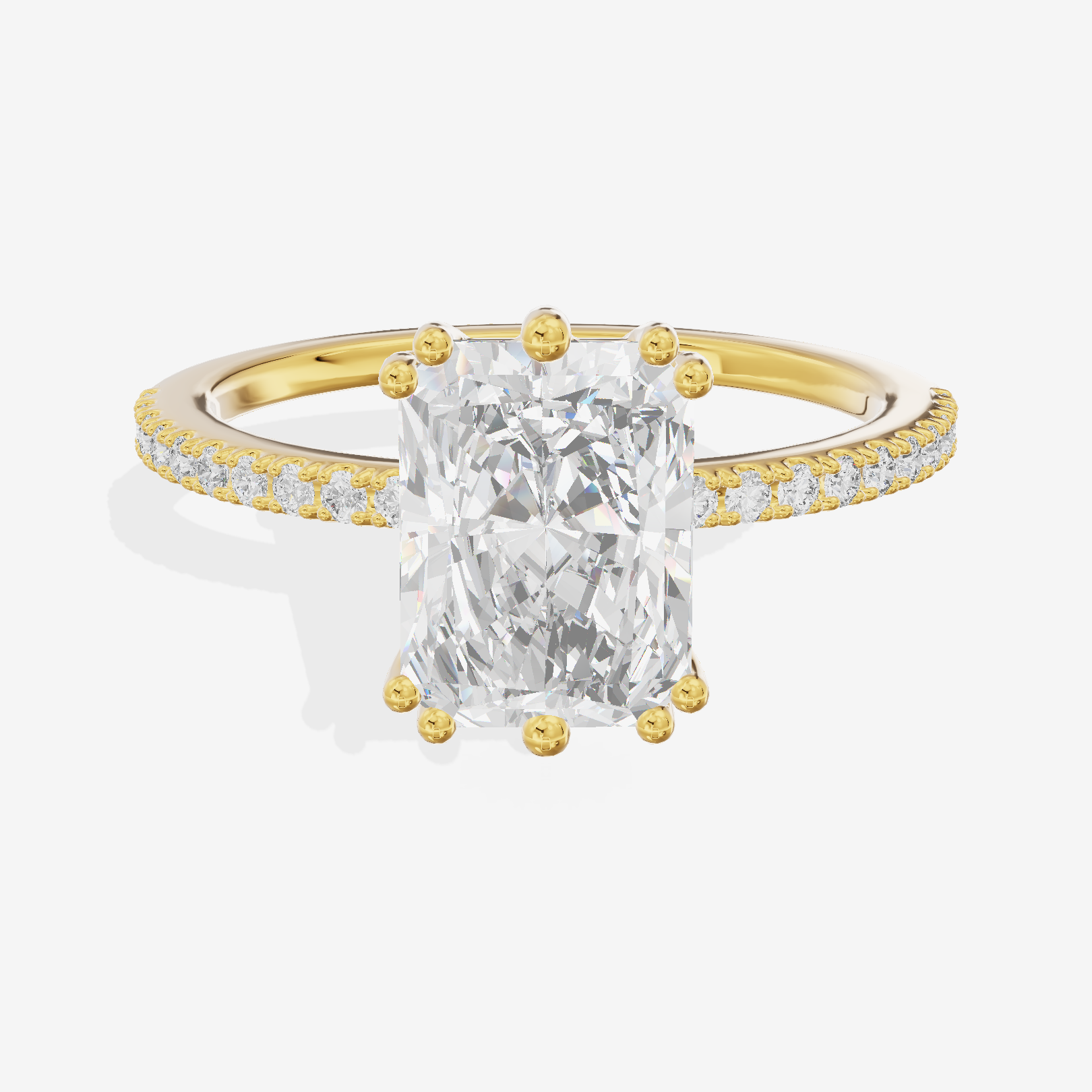 Luxe Mirelle Radiant Hidden Halo Engagement Ring (1/6 ct. tw.) in 14K Yellow Gold