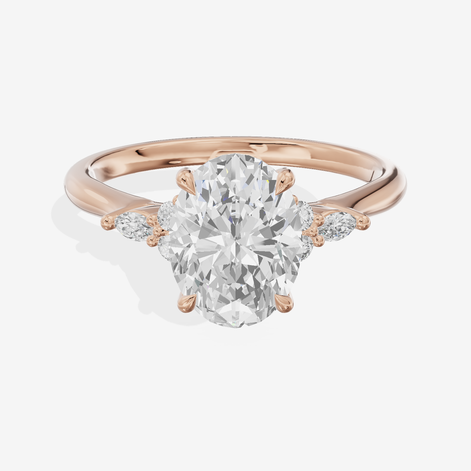Grand Whisper Oval Engagement Ring with Side Stones (1/6 ct. tw.) in 14K Rose Gold