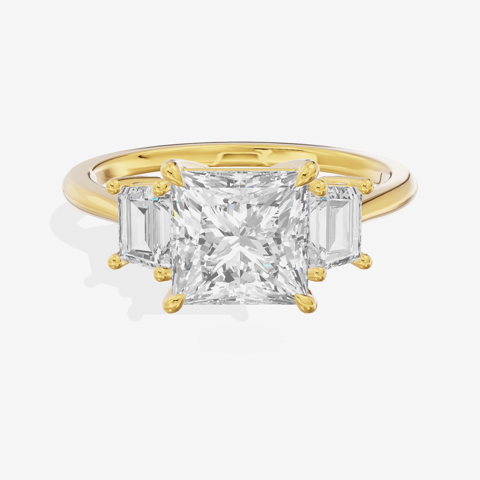 Triade Side Stone Princess Three Stone Engagement Ring (2/5 ct. tw.) in 18K Yellow Gold