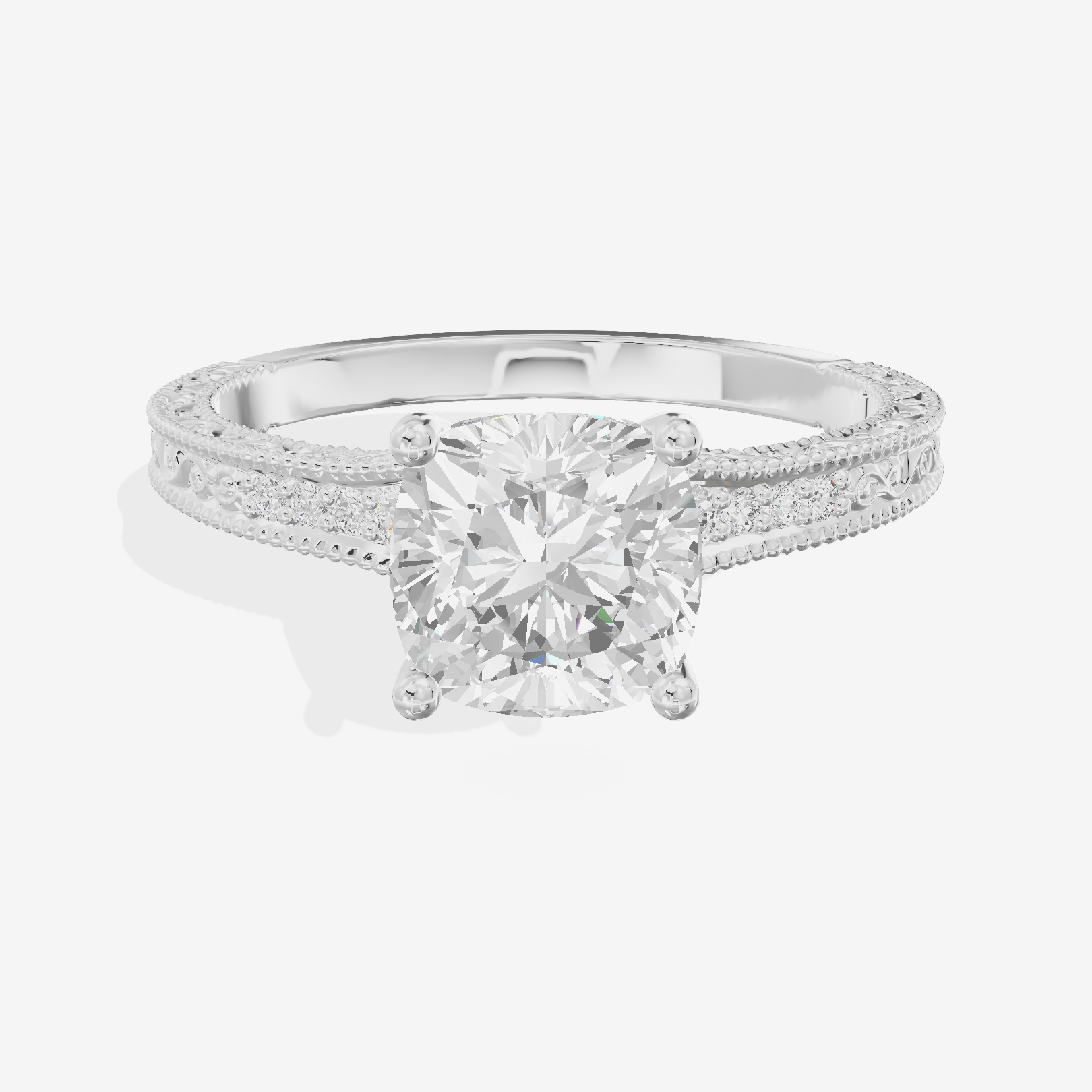 Vintage Sincere Cushion Engagement Ring (1/10 ct. tw.) in Platinum
