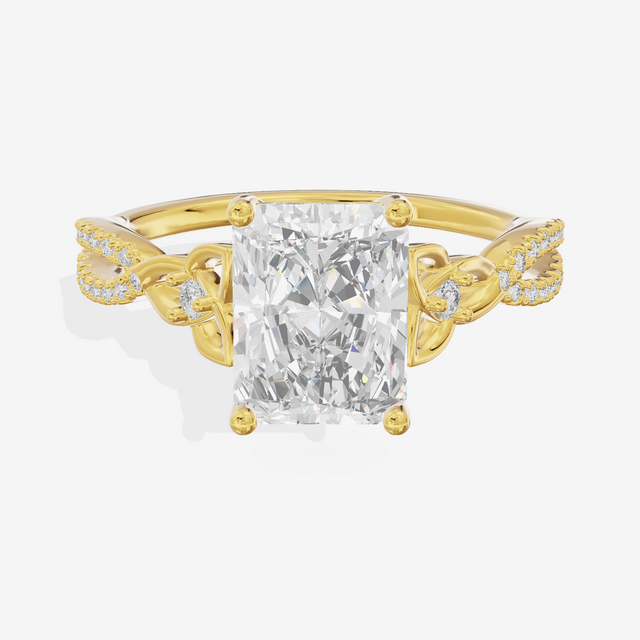 Luxe Sincere Radiant Engagement Ring with Side Stones (1/10 ct. tw.) in 18K Yellow Gold