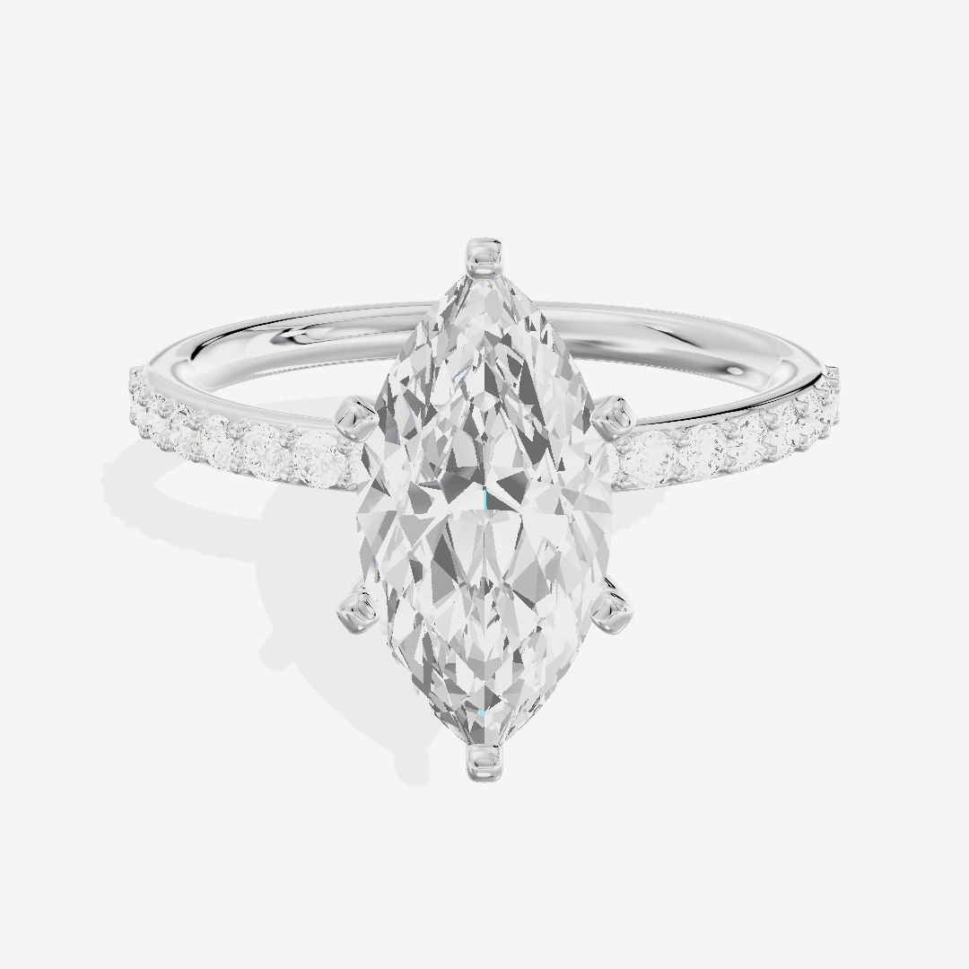 One of One Petite Marquise Engagement Ring with Side Stones (1/4 ct. tw.) in 18K White Gold