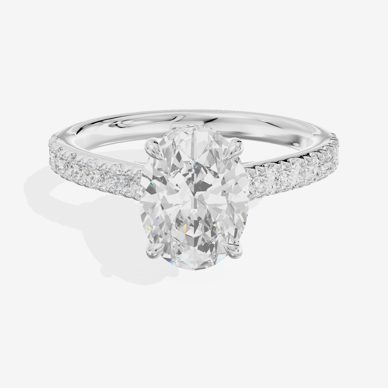 Grand Trueheart Oval Engagement Ring with Side Stones (1/2 ct. tw.) in 18K White Gold
