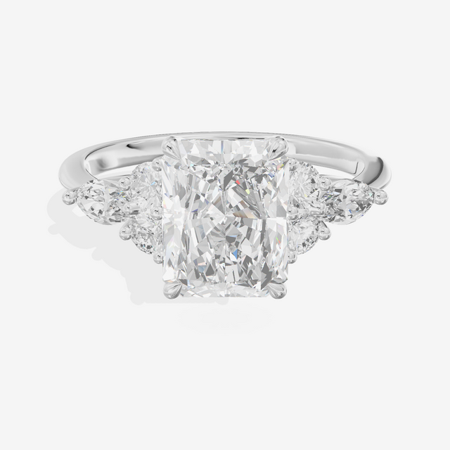 Luxe Vowsae Radiant Engagement Ring with Side Stones (2/5 ct. tw.) in 18K White Gold