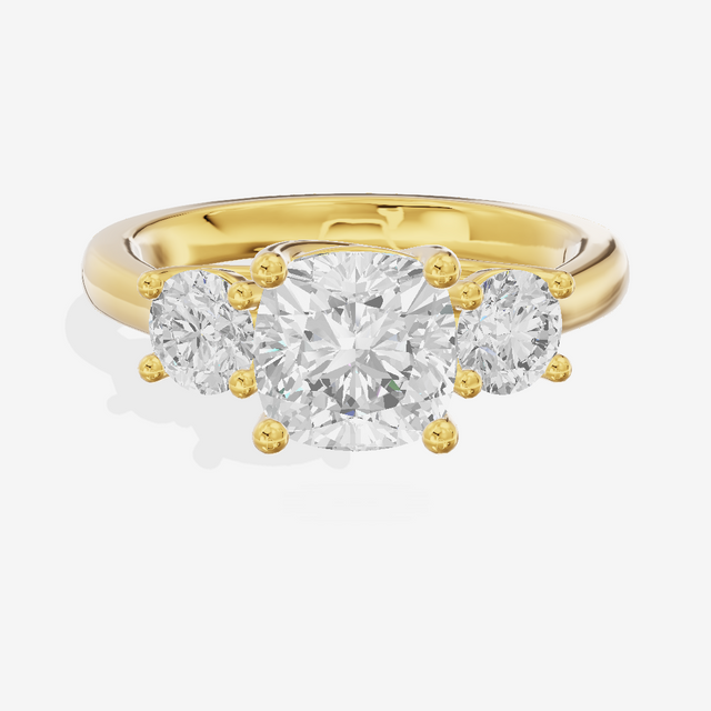 Petite Selenia Three Stone Cushion Engagement Ring (1/3 ct. tw.) in 18K Yellow Gold