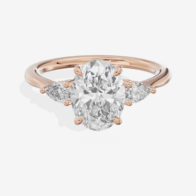 Petite Vowsae Three Stone Oval Engagement Ring (1/4 ct. tw.) in 18K Rose Gold