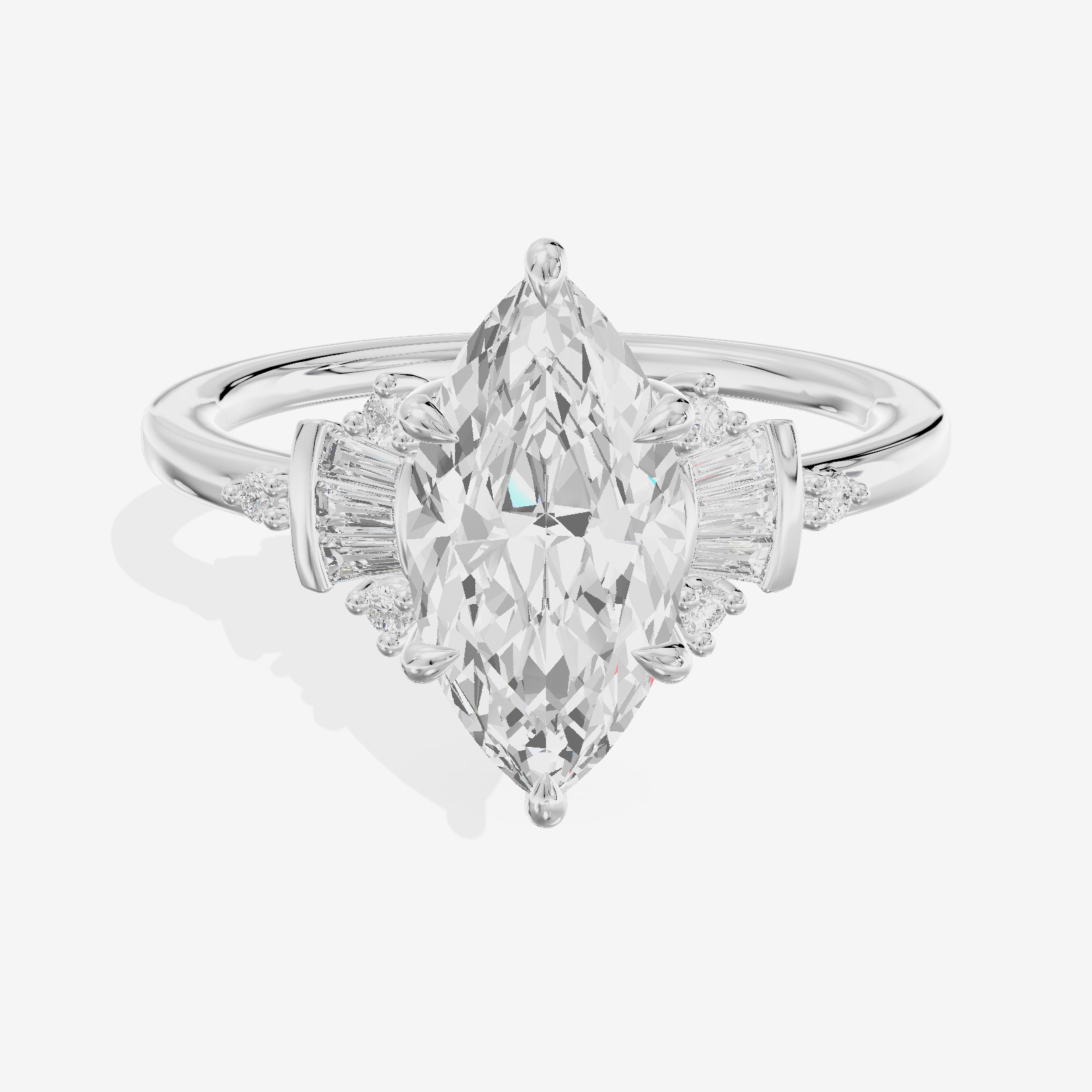 Petite Trellise Marquise Engagement Ring with Side Stones (1/3 ct. tw.) in 14K White Gold
