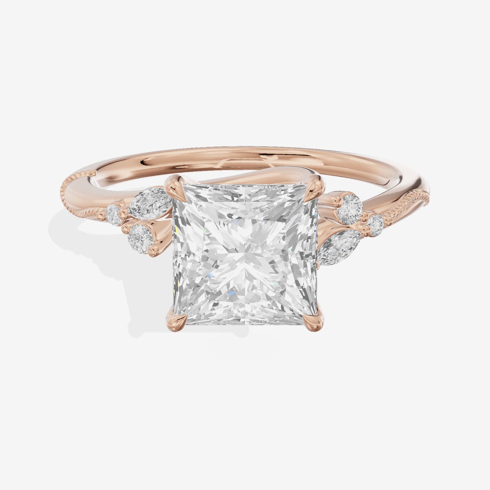 Vintage Lumera Princess Engagement Ring (1/10 ct. tw.) in 18K Rose Gold