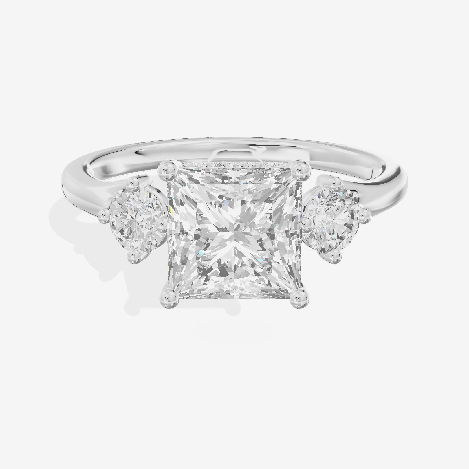 Luxe Solea Three Stone Princess Engagement Ring (1/3 ct. tw.) in Platinum