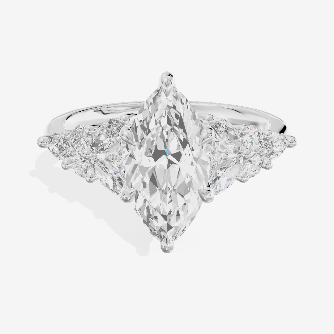 Modern Heartline Marquise Engagement Ring with Side Stones (1/2 ct. tw.) in 14K White Gold