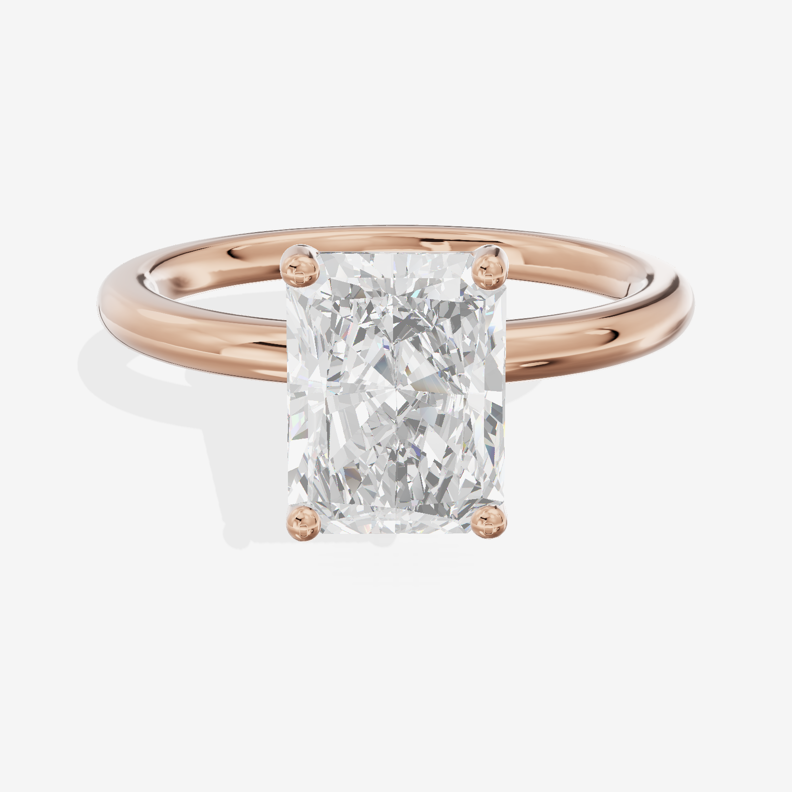 Tender 2mm Radiant Solitaire Engagement Ring in 14K Rose Gold