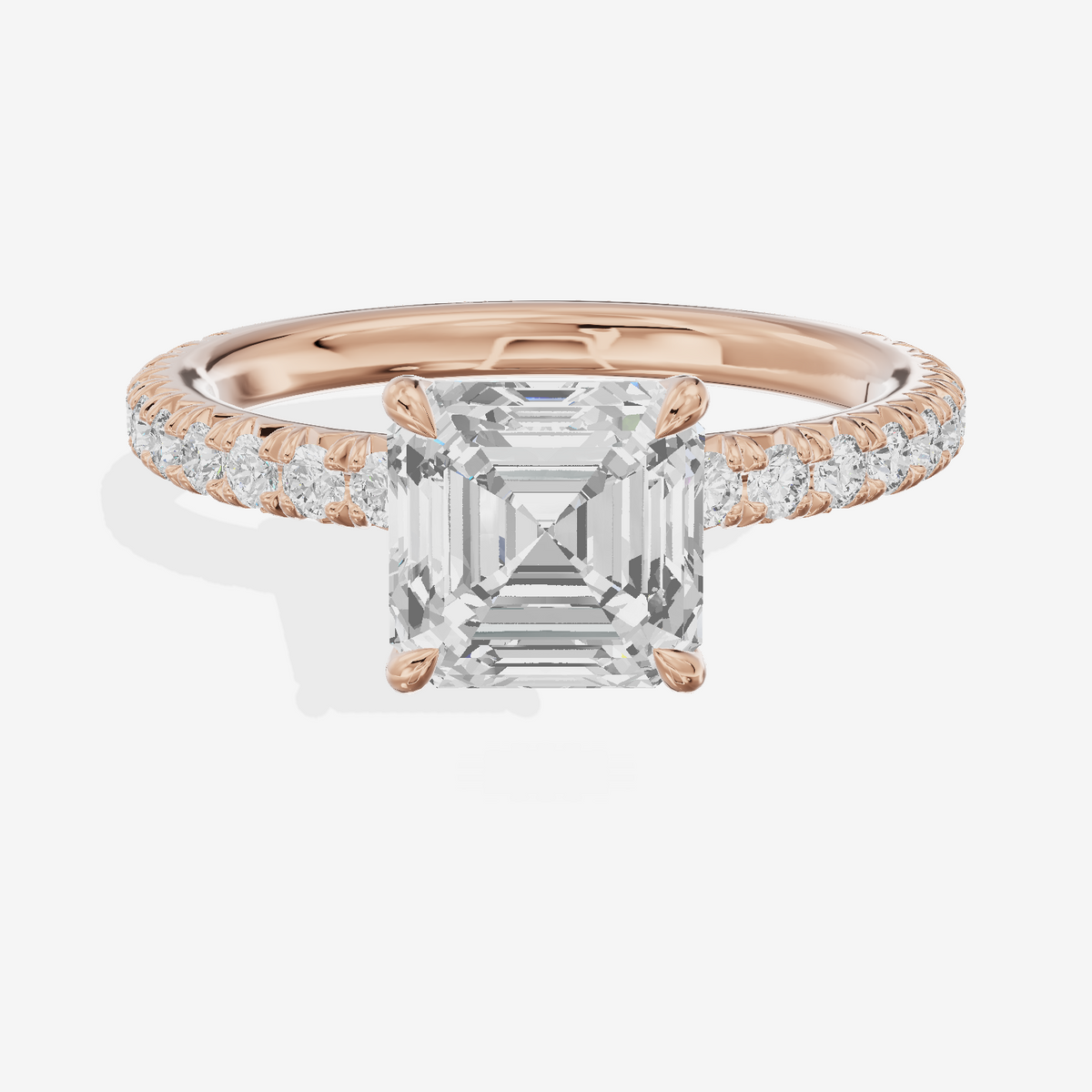 Petite Trueheart Asscher Engagement Ring with Side Stones (2/5 ct. tw.) in 18K Rose Gold